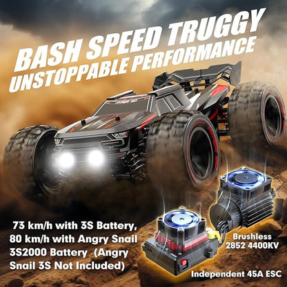 HYPER GO H14BM 1/14 Brushless RC Car for Adults, Fast 50 MPH, RC Truck 4X4 Off-road Waterproof, Electric High Speed RC Car, Terrible Fast Extreme RC Truck with 3S Battery for Snow and Sand