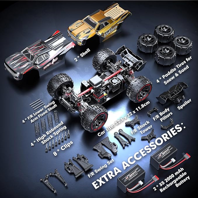 HYPER GO H14BM 1/14 Brushless RC Car for Adults, Fast 50 MPH, RC Truck 4X4 Off-road Waterproof, Electric High Speed RC Car, Terrible Fast Extreme RC Truck with 3S Battery for Snow and Sand