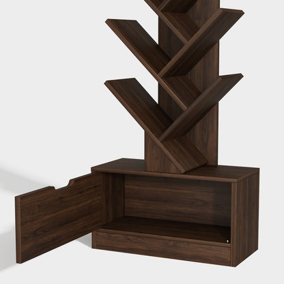 Vertical Tree Shaped Bookcase with Storage Cabinet