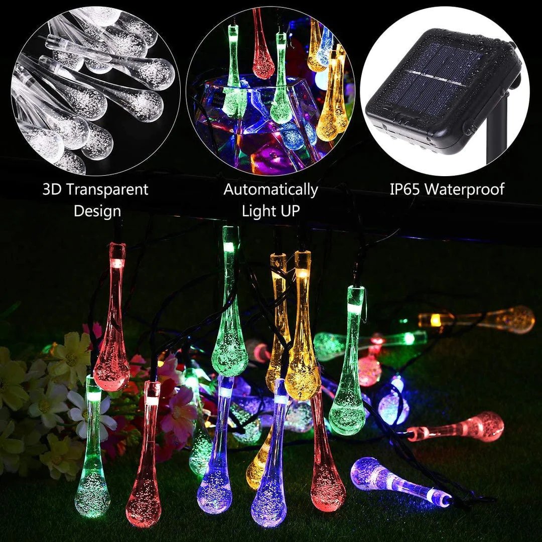 47% OFF - Solar-Powered Raindrop String Lights - 30 Bulbs & FREE SHIPPING