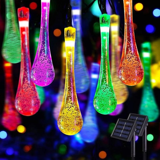 47% OFF - Solar-Powered Raindrop String Lights - 30 Bulbs & FREE SHIPPING