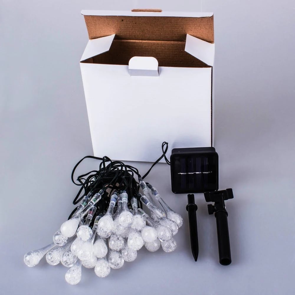 47% OFF - Solar-Powered Raindrop String Lights - 30 Bulbs & FREE SHIPPING